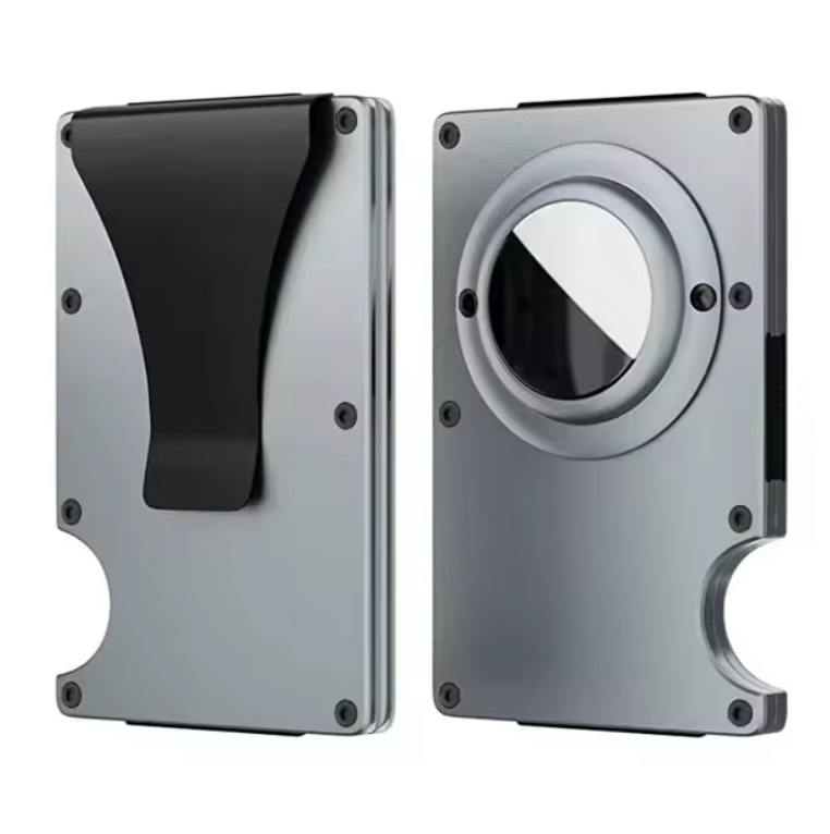 Aluminum AirTag Card Holder with Cash Strap