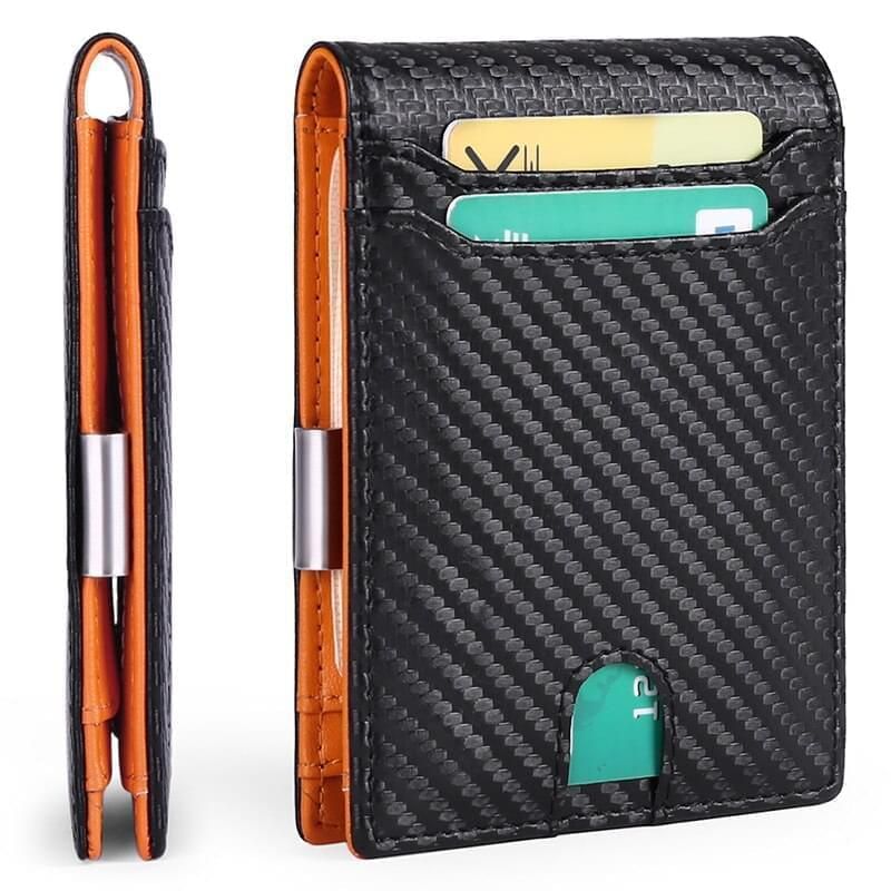 Carbon Fiber RFID Protected Leather Wallet