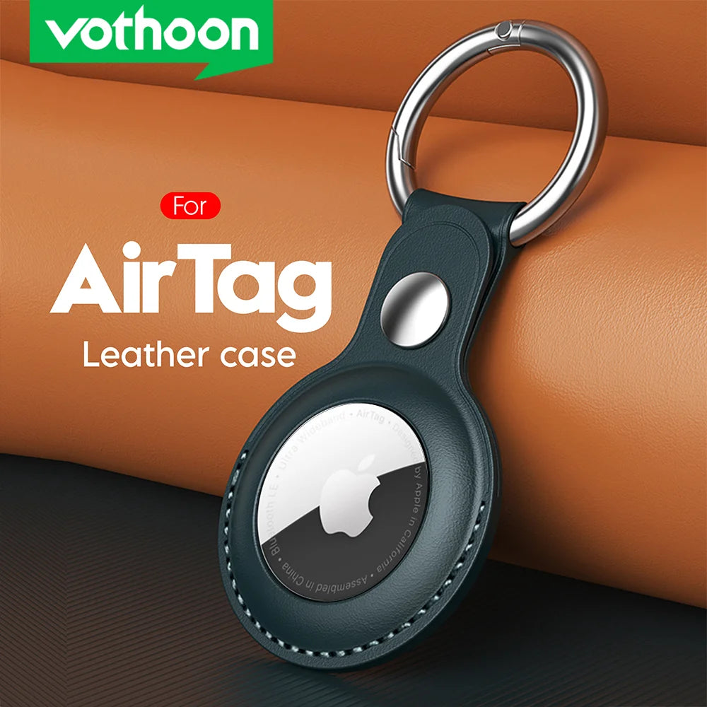 Vothoon PU Leather Case for Apple Airtag Protective Case Cover for Apple Locator Tracker Anti lost Device Keychain Trax4u