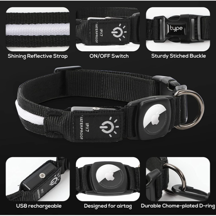 Illuminated AirTag Collar