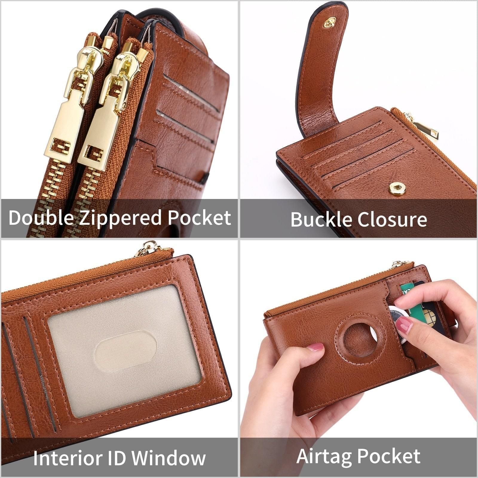 Ladies AirTag Leather Purse