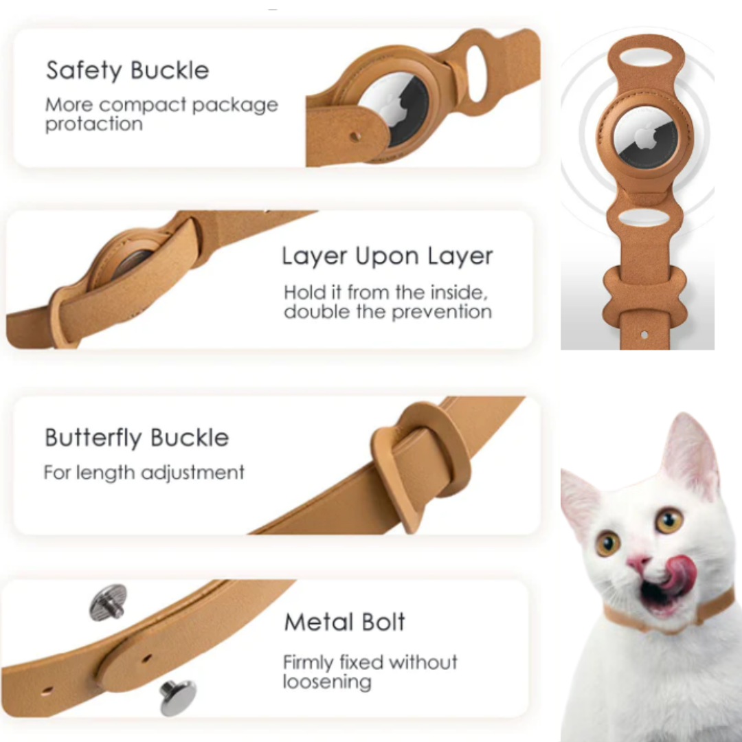 Leather AirTag Cat Collar