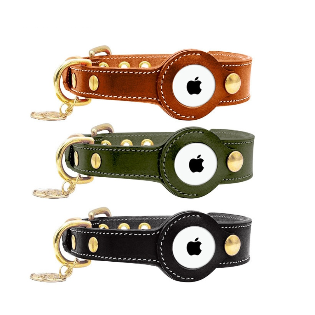 Leather Airtag Dog Collar
