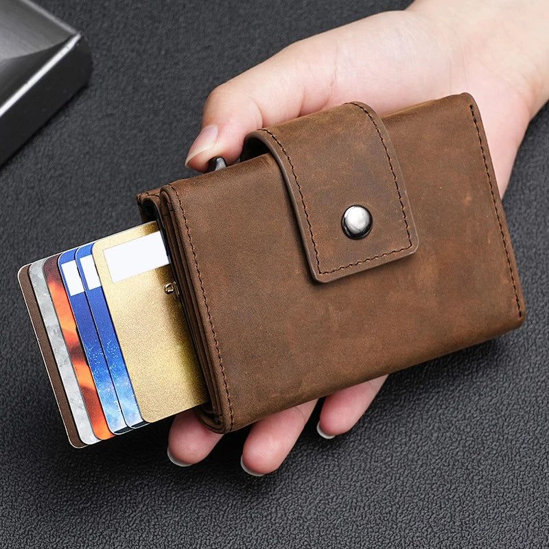 Luxury Genuine Leather AirTag Wallet