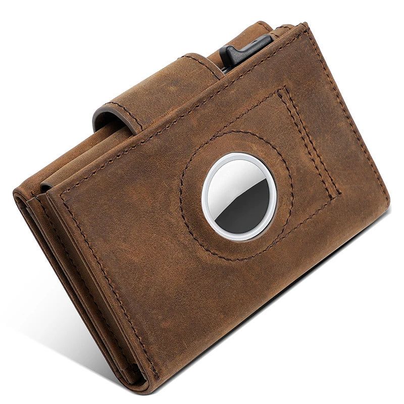 Luxury Genuine Leather AirTag Wallet
