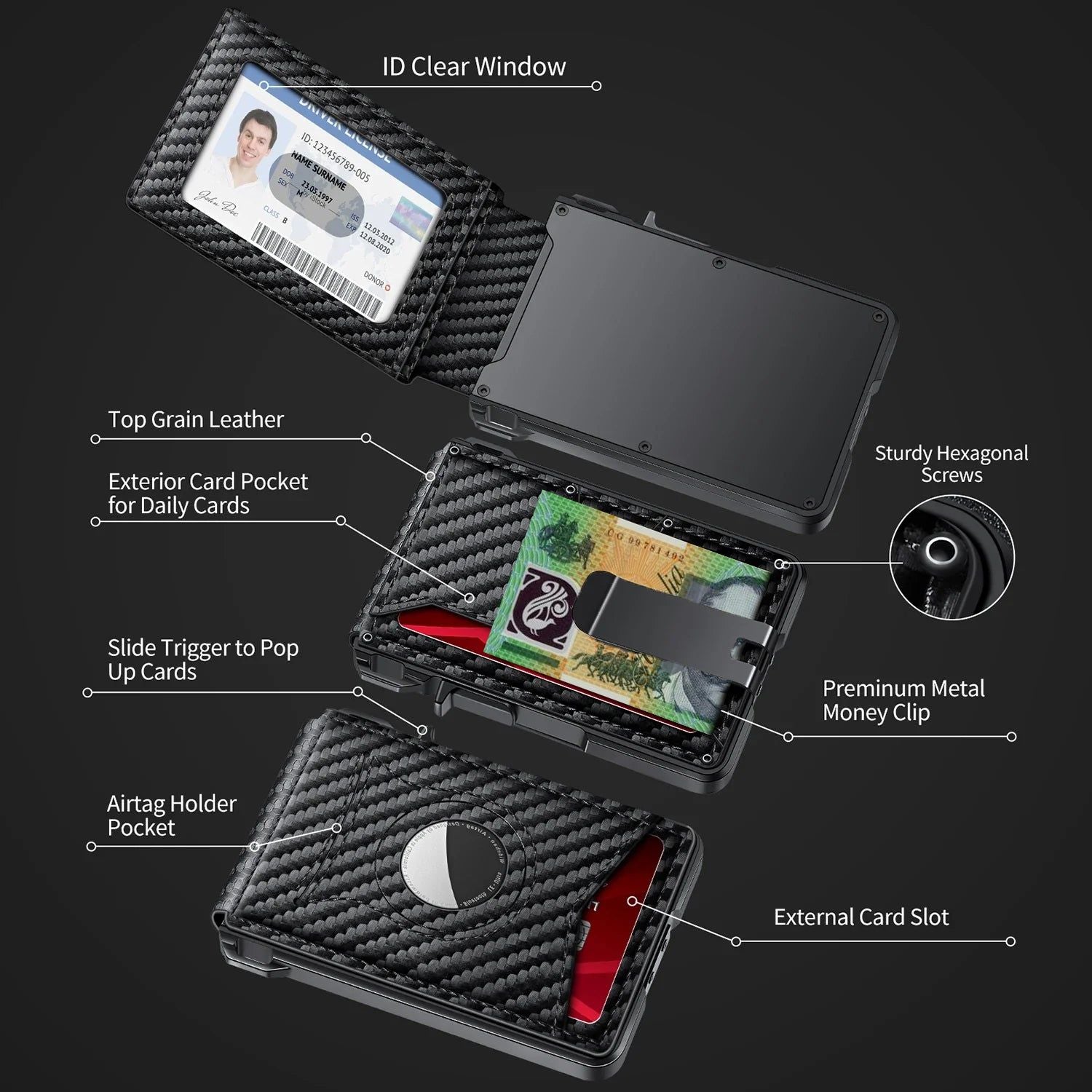 Magnetic RFID Slim AirTag Wallet
