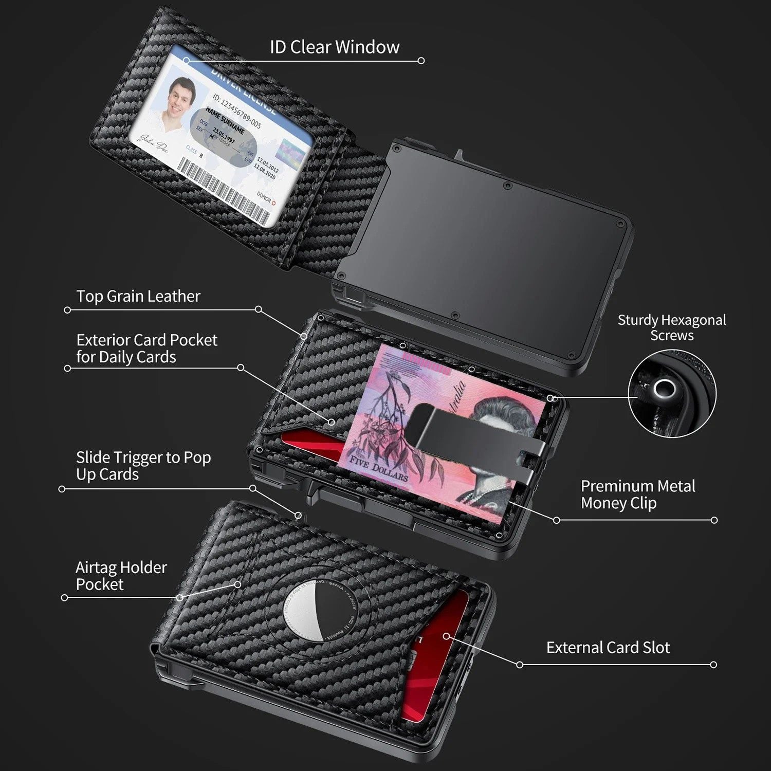 Magnetic RFID Slim AirTag Wallet
