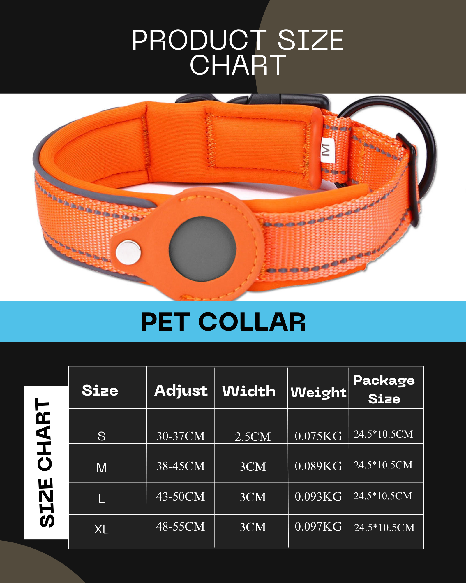 Reflective Airtag Dog Collar