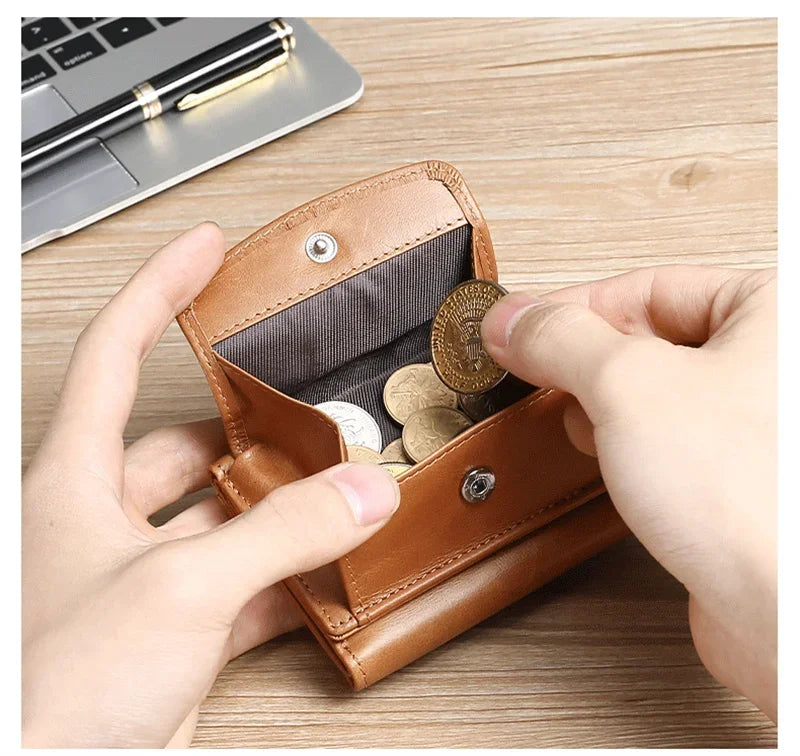 RFID Tri-fold Leather Mens Wallet with Airtag Card Holder Suitable for Men Women Luxury Purse Card Holder AirTag Trax4u