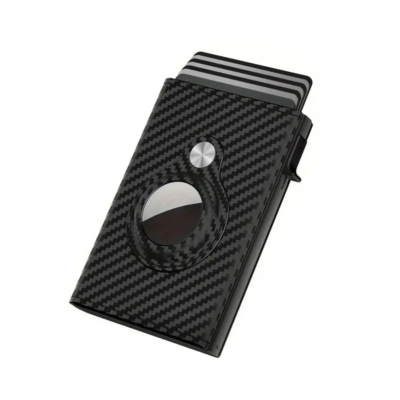 NEW-Men's Minimalist Smart Wallet For AIRTAG Slim,Carbon Fiber Card Holder Featuring 9-14 Card Capacity ID Window Cash Slot Trax4u