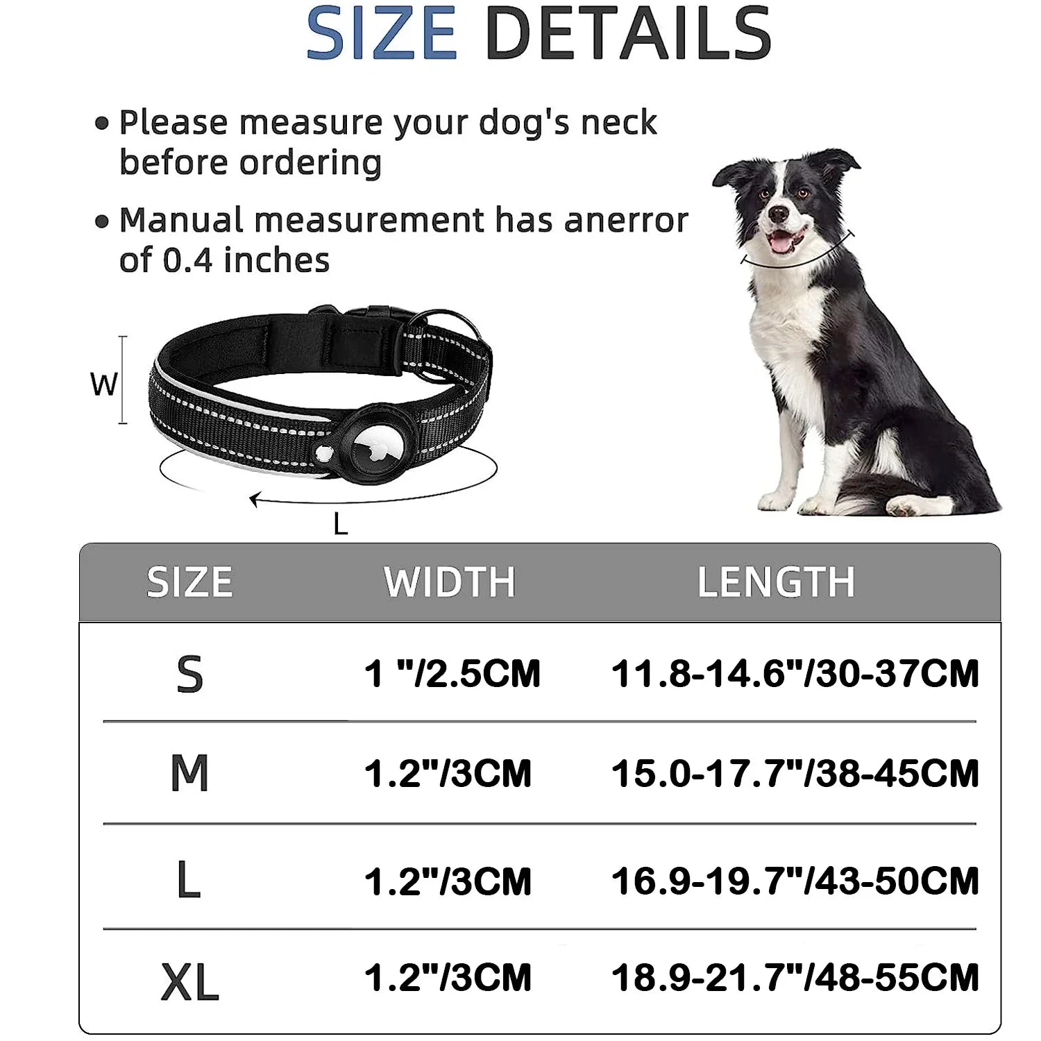 New For Apple Airtag Pet Dog Collar Anti-Lost Reflective Protective Tracker WaterProof For Pet Dog Cat Dog Positioning Collar Trax4u