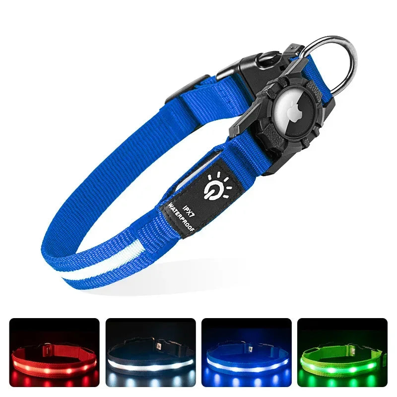 LED Glowing Pet Safety Collar Adjustable Rechargeable For Air-Tag Large Dog Night Light Collar Portable Outdoor Pet Supplies Trax4u