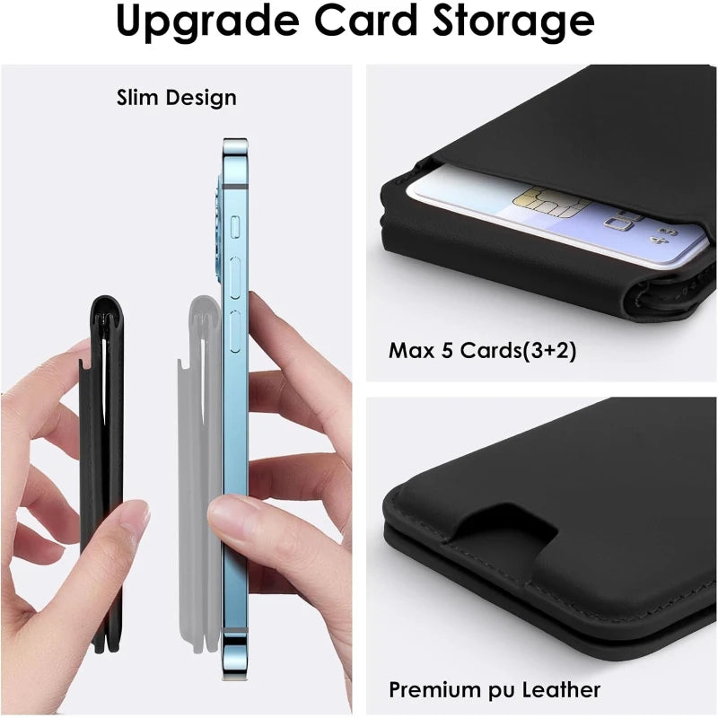 2 in 1 Wallet Stand Magnetic Card Holder Compatible for iPhone 17 16 15 Pro Max Adjustable Foldable Leather Phone Stand Trax4u