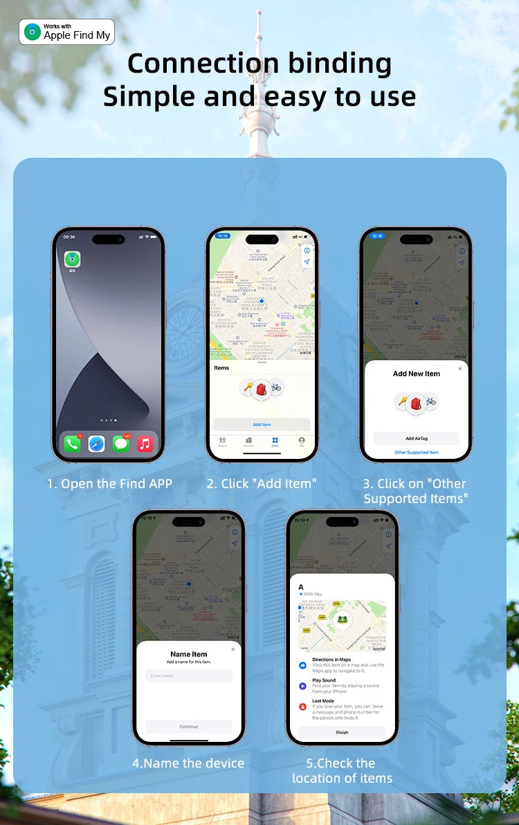 Timethinker Bluetooth GPS Tracker Smart Tag Airtag Work with Apple Find My APP ITag  Locator Air Tags Pet Key Finder for iOS Trax4u