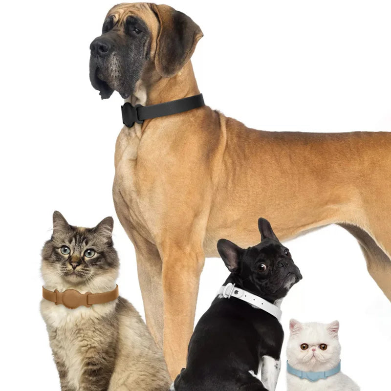 High-quality PU Leather Pet Collar With Airtag Holder, 3 Sizes Adjustable Pet Collar Perfect For Cat/Puppy/ Medium Large Dog Trax4u