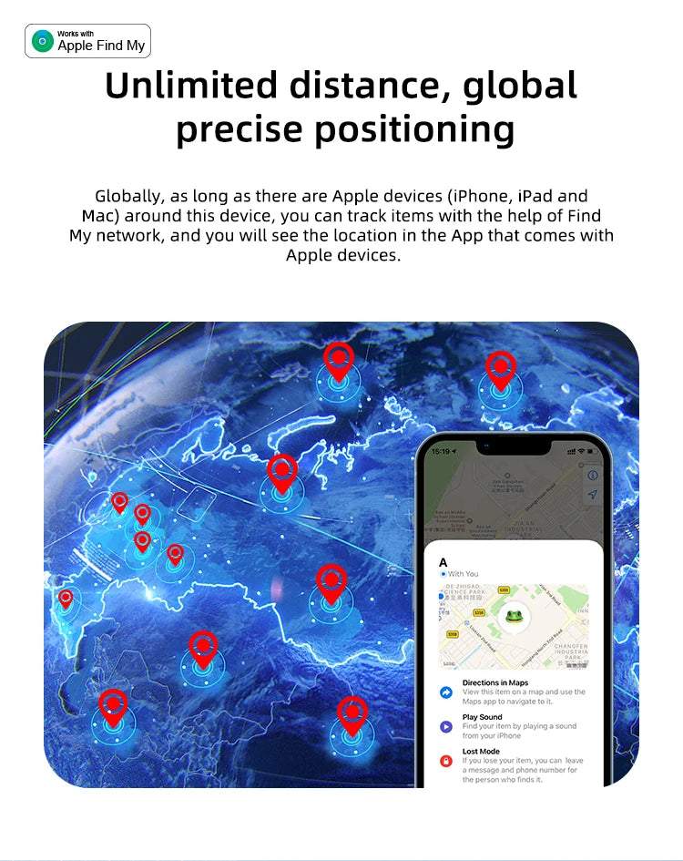 Timethinker Bluetooth GPS Tracker Smart Tag Airtag Work with Apple Find My APP ITag  Locator Air Tags Pet Key Finder for iOS Trax4u