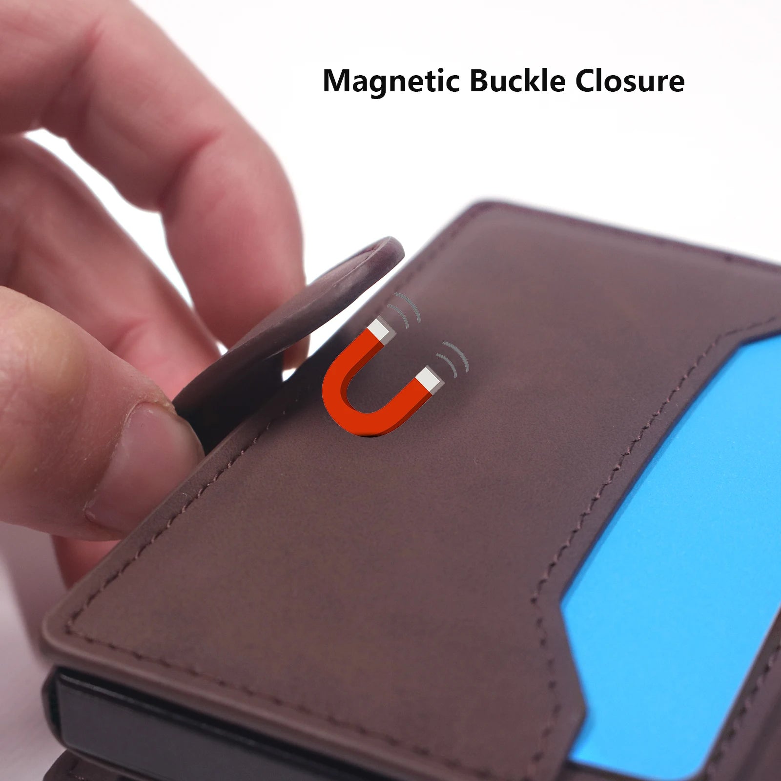 Rfid Blocking Wallet For Men Fashion Short Bifold Slim Pop Up Aluminum Credit Card Case Box With AirTag Holder ID Case Gift Box Trax4u