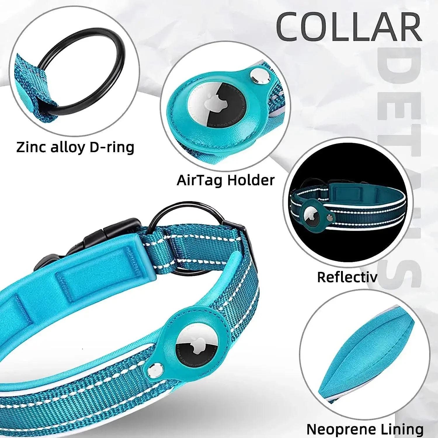 New For Apple Airtag Pet Dog Collar Anti-Lost Reflective Protective Tracker WaterProof For Pet Dog Cat Dog Positioning Collar Trax4u