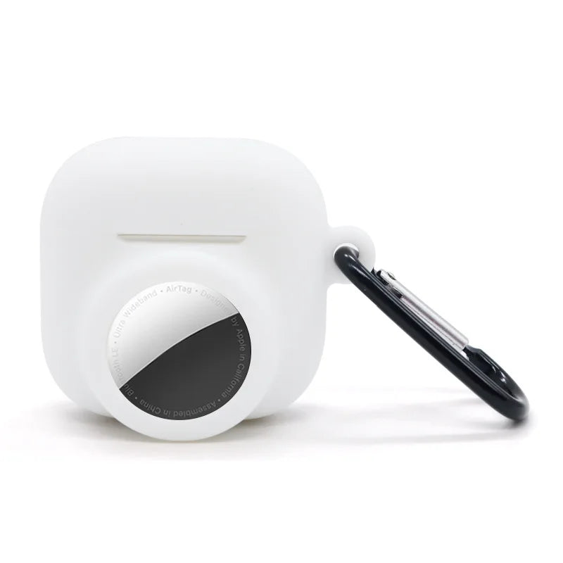 Soft 2 in 1 Protective Case Full Cover Silicone Wireless Earphone Cover With Hook Anti-scratch Skin Shell for AirPods 4/AirTag Trax4u