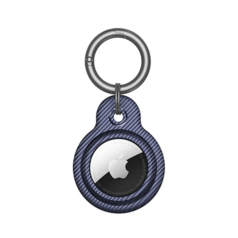 Carbon Fiber Anti-lost Keychain Holder Silicone Case for Apple Airtag Air Tag Dog Cat Pet Collar Keys Tracker Protective Cover Trax4u