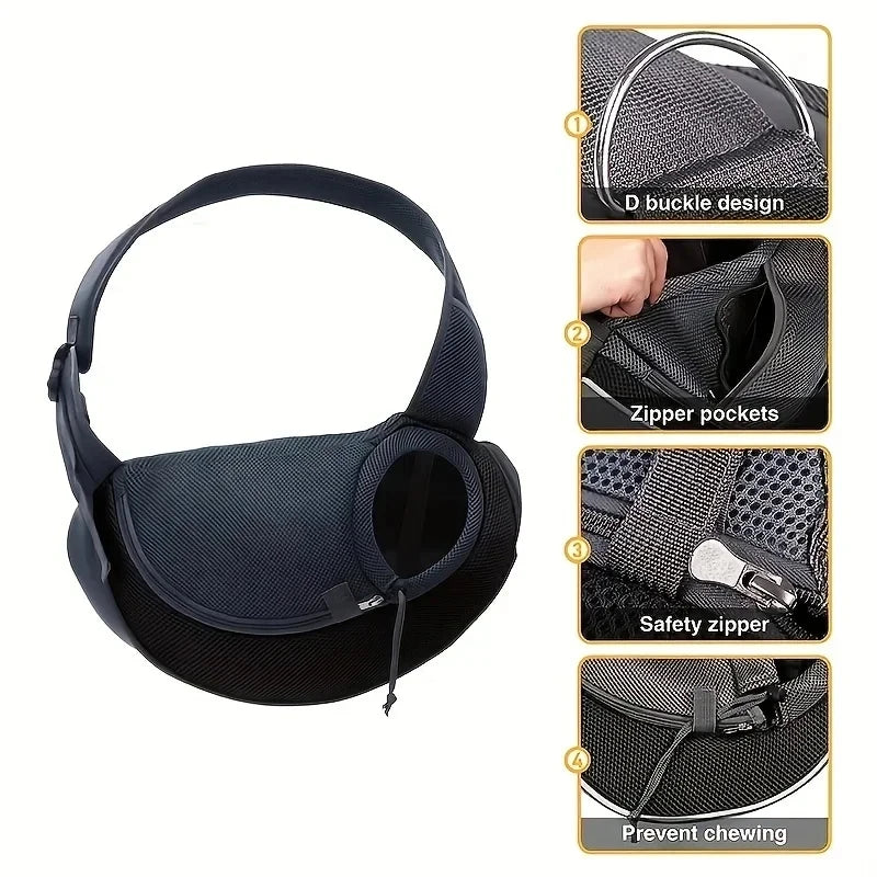 Cat/Dog out backpack,Dog Sling Carrier Breathable Mesh Travel Crossbody Bag For Puppy Cat Hiking Camping Trax4u