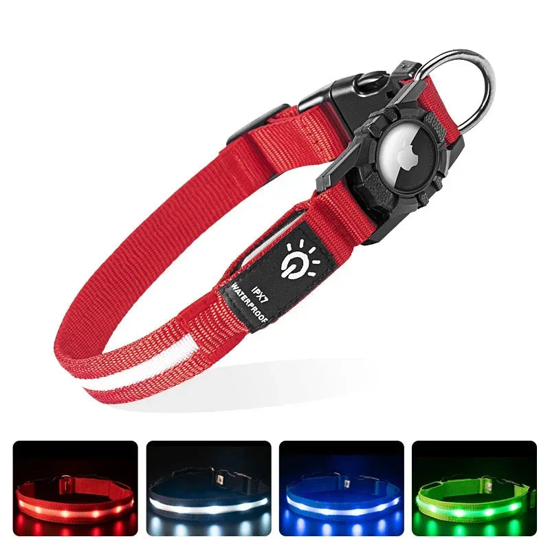 LED Glowing Pet Safety Collar Adjustable Rechargeable For Air-Tag Large Dog Night Light Collar Portable Outdoor Pet Supplies Trax4u