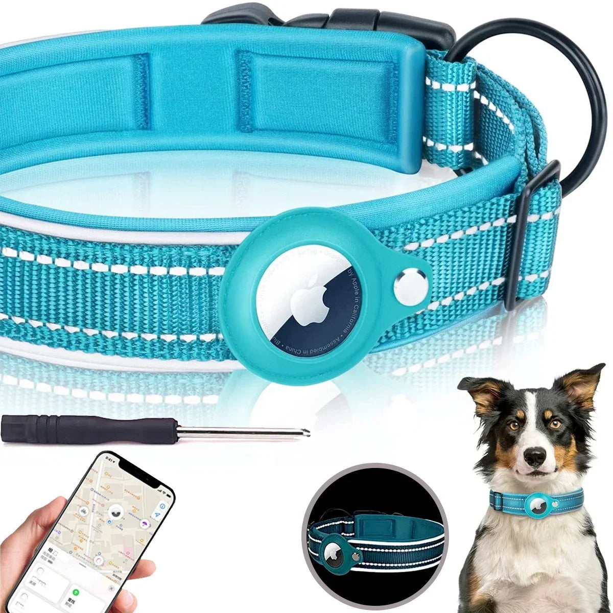 New For Apple Airtag Pet Dog Collar Anti-Lost Reflective Protective Tracker WaterProof For Pet Dog Cat Dog Positioning Collar Trax4u