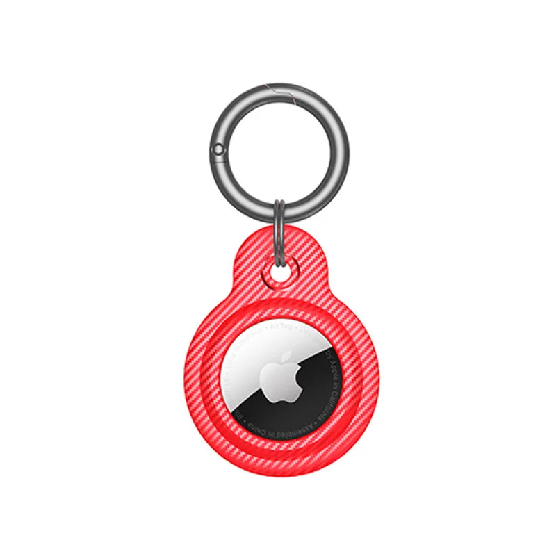 Carbon Fiber Anti-lost Keychain Holder Silicone Case for Apple Airtag Air Tag Dog Cat Pet Collar Keys Tracker Protective Cover Trax4u