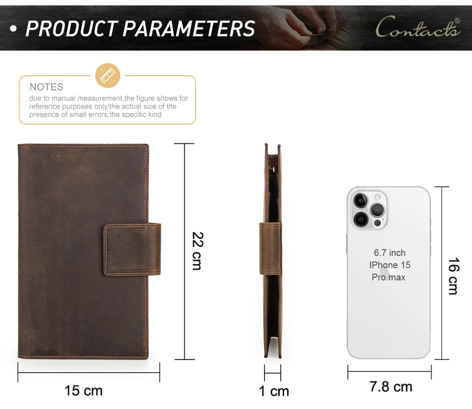 CONTACT'S Genuine Leather Family Passport Clutch Wallets RFID Card Holder AirTag Slot Passport Cover Families Travel Bag Handbag Trax4u