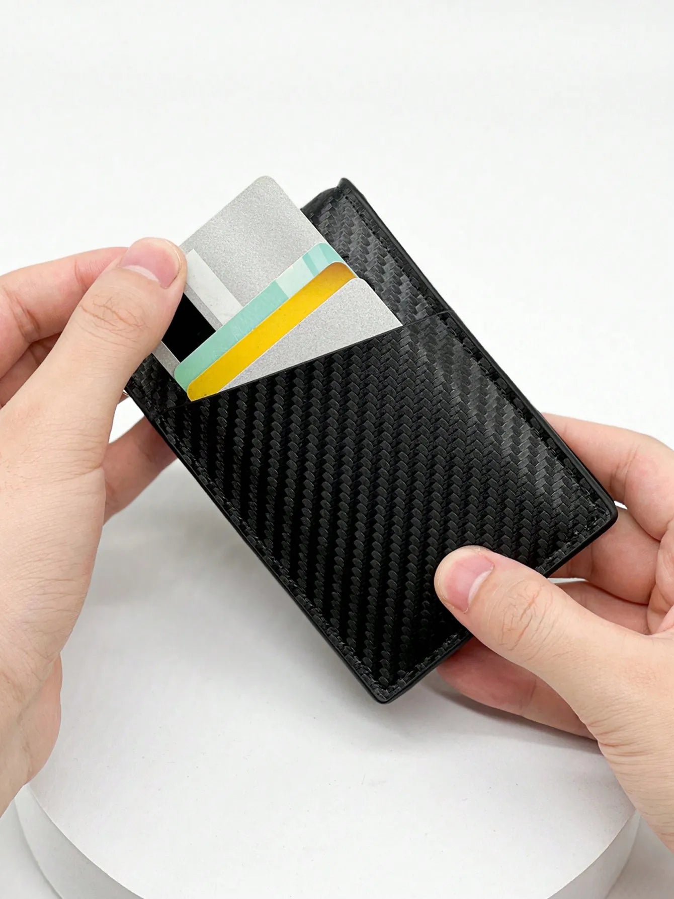Fashion Business Carbon Fiber Men's Card Case Anti-theft Brush Multi Card Holder Card Case Trax4u