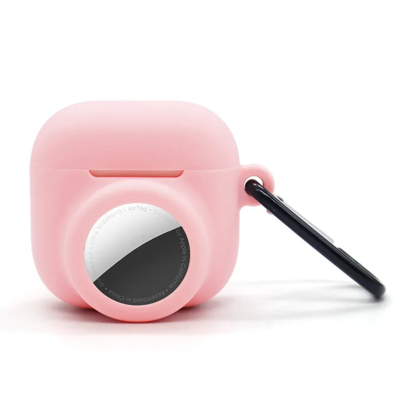 Soft 2 in 1 Protective Case Full Cover Silicone Wireless Earphone Cover With Hook Anti-scratch Skin Shell for AirPods 4/AirTag Trax4u