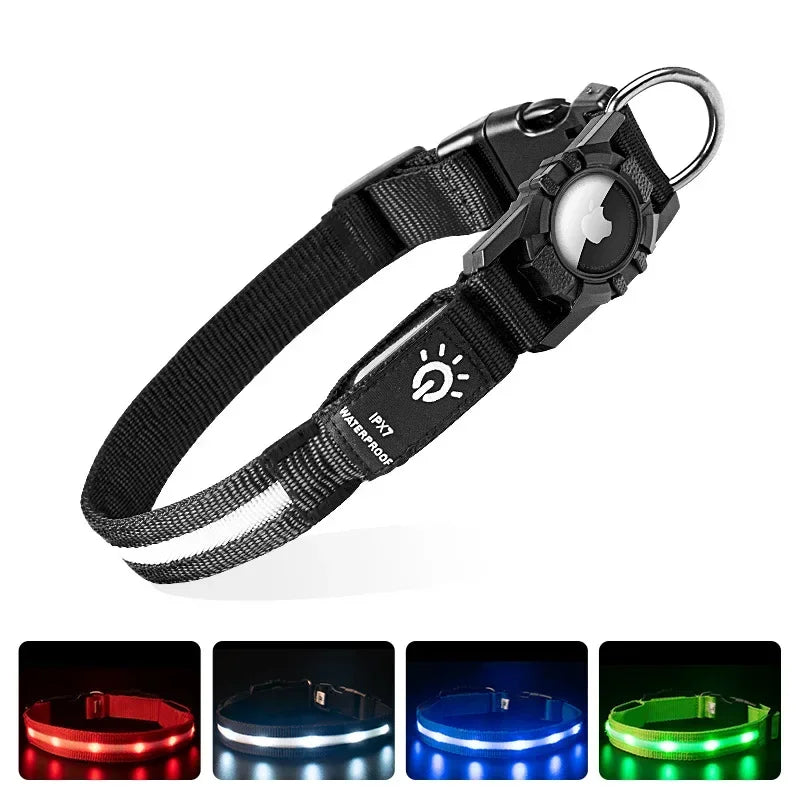 LED Glowing Pet Safety Collar Adjustable Rechargeable For Air-Tag Large Dog Night Light Collar Portable Outdoor Pet Supplies Trax4u