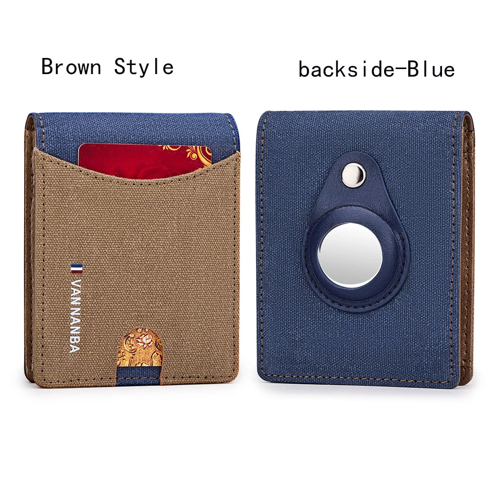 NEW Canvas Leather AirTag Wallet