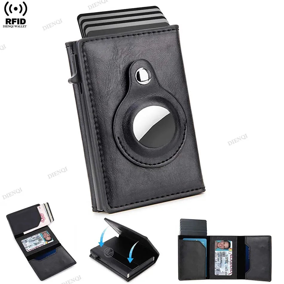 Rfid Credit Card Holder Men Wallets for Airtag Slim Thin Bank Cardholder Case Travel Minimalist Wallet for Apple Air Tag Tracker Trax4u