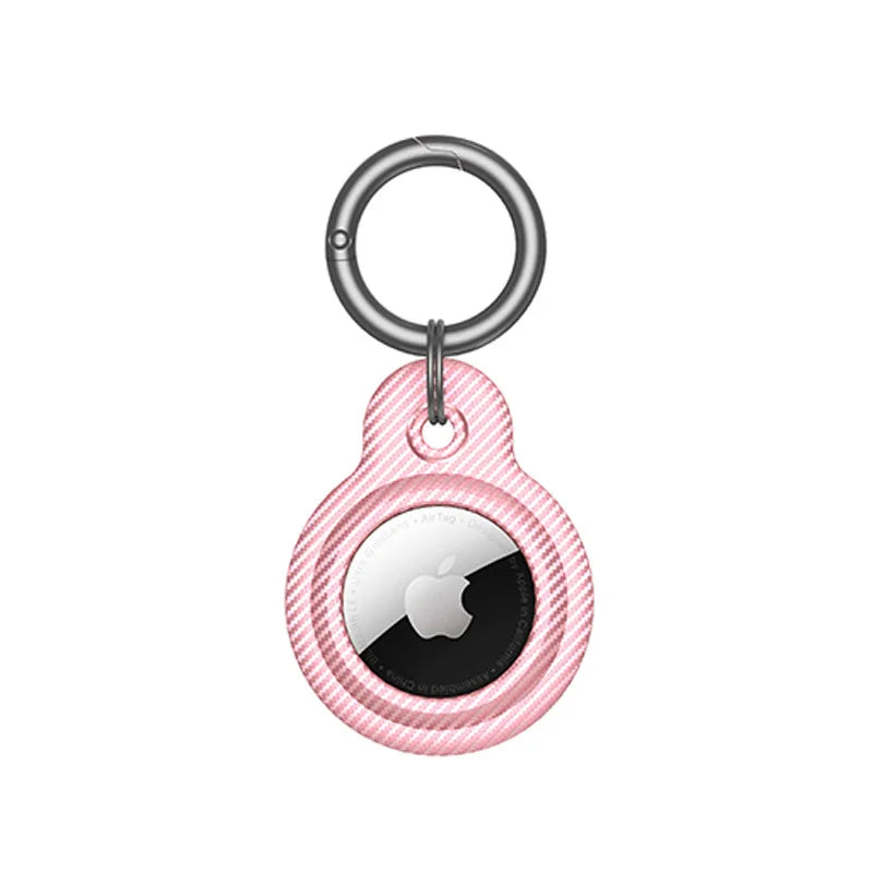 Carbon Fiber Anti-lost Keychain Holder Silicone Case for Apple Airtag Air Tag Dog Cat Pet Collar Keys Tracker Protective Cover Trax4u