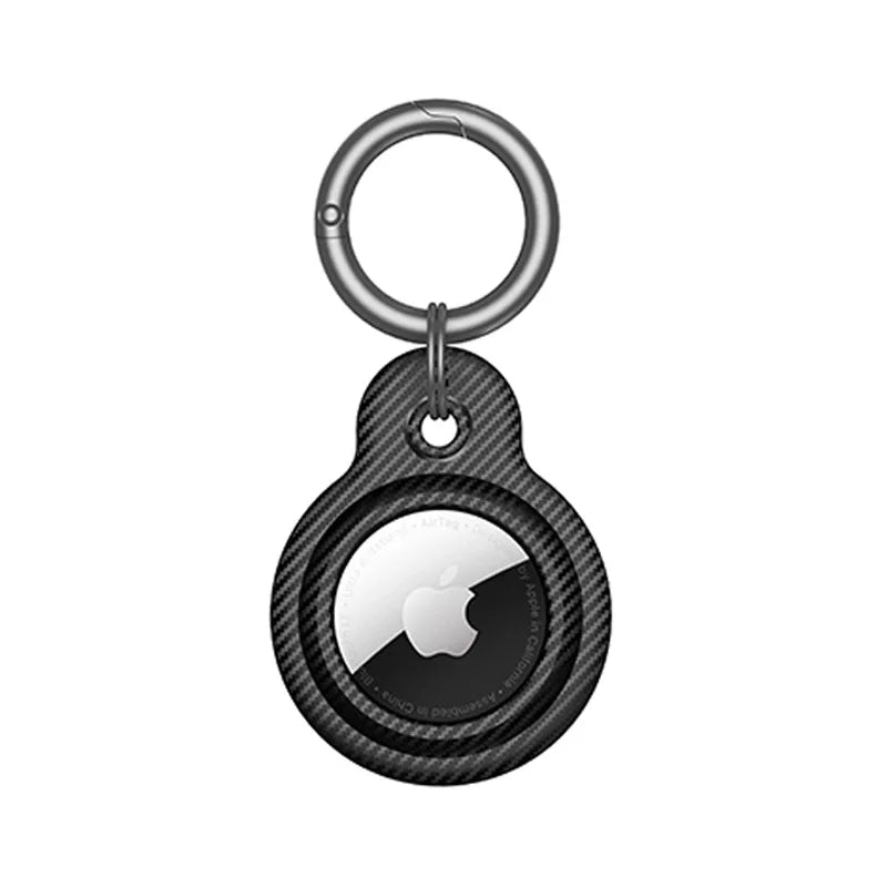 Carbon Fiber Anti-lost Keychain Holder Silicone Case for Apple Airtag Air Tag Dog Cat Pet Collar Keys Tracker Protective Cover Trax4u
