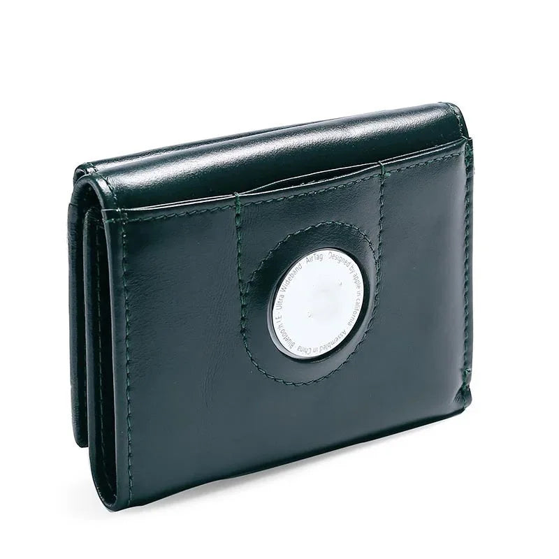 RFID Tri-fold Leather Mens Wallet with Airtag Card Holder Suitable for Men Women Luxury Purse Card Holder AirTag Trax4u