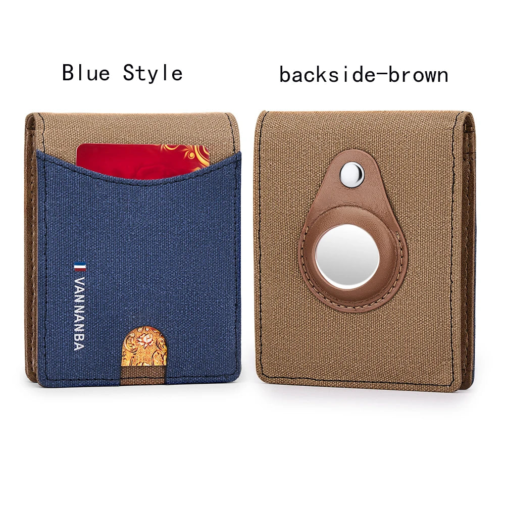 NEW Canvas Leather AirTag Wallet