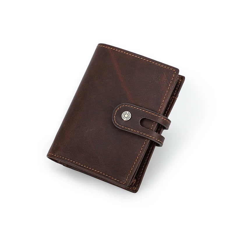 CONTACT'S Genuine Leather AirTag Wallets for Men RFID Aluminum Card Holder Metal Wallets Zip Coin Purse Money Clip Men's Wallets Trax4u