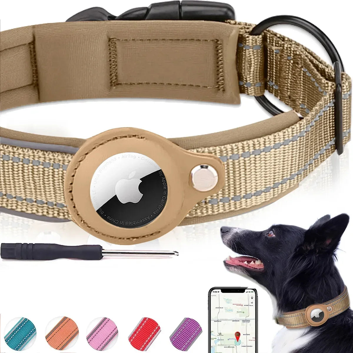 New For Apple Airtag Pet Dog Collar Anti-Lost Reflective Protective Tracker WaterProof For Pet Dog Cat Dog Positioning Collar Trax4u