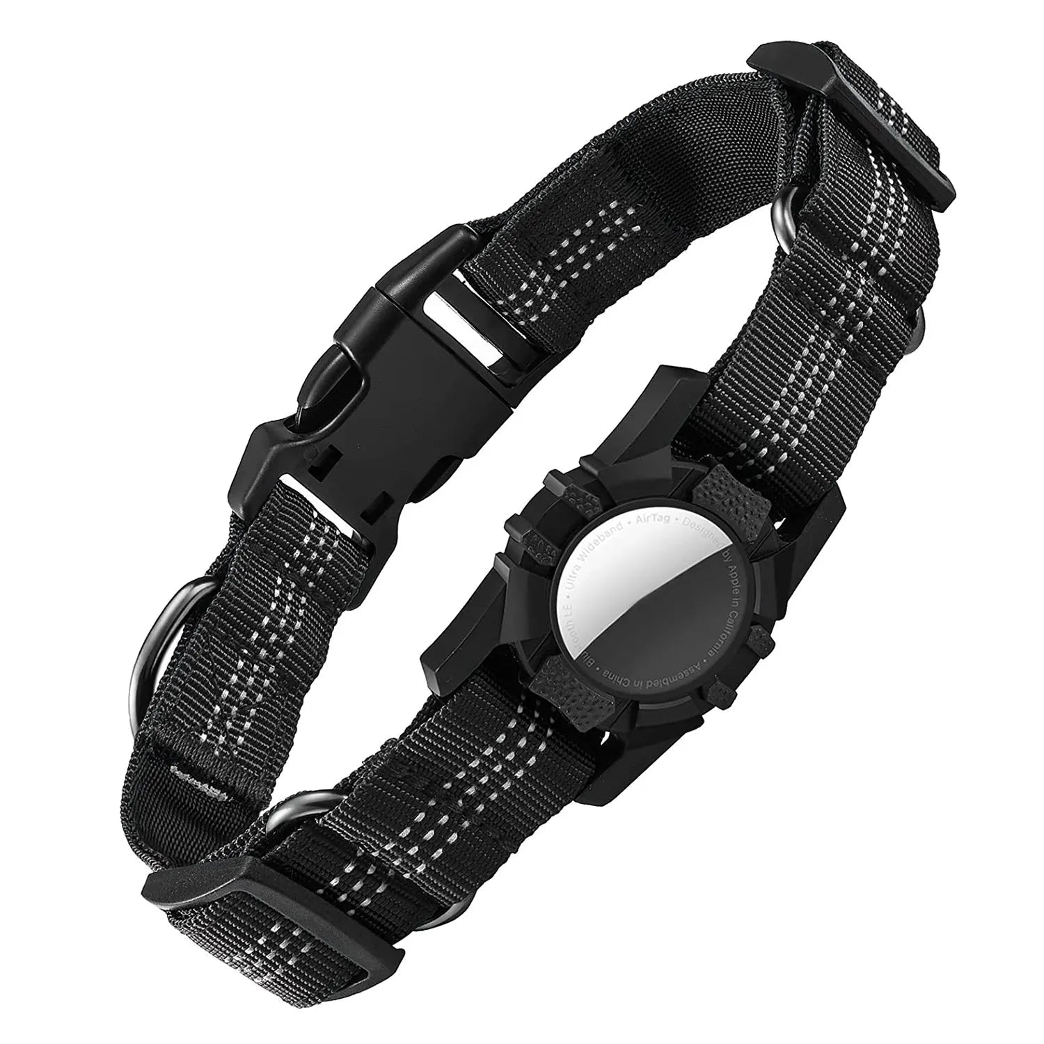 AA14 Dog Collar, Reflective Air Tag Dog Collar for - Adjustable Heavy Duty Dog Collar Black Trax4u