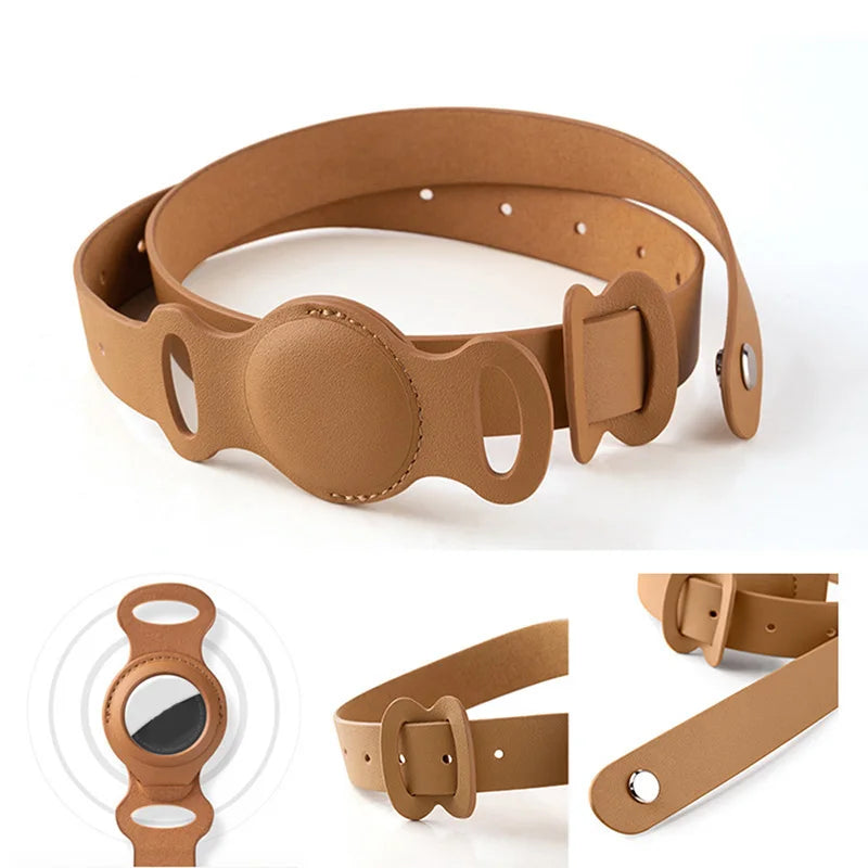 High-quality PU Leather Pet Collar With Airtag Holder, 3 Sizes Adjustable Pet Collar Perfect For Cat/Puppy/ Medium Large Dog Trax4u
