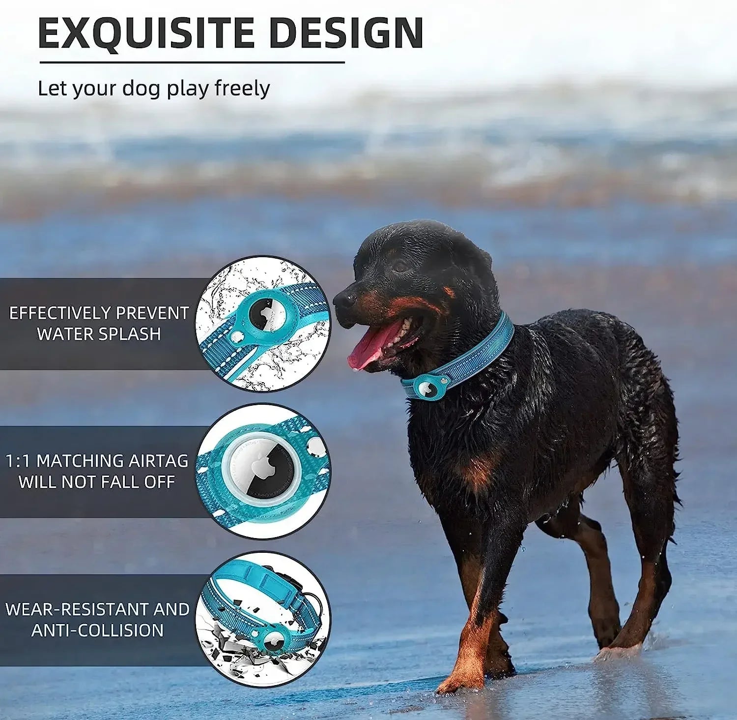 New For Apple Airtag Pet Dog Collar Anti-Lost Reflective Protective Tracker WaterProof For Pet Dog Cat Dog Positioning Collar Trax4u
