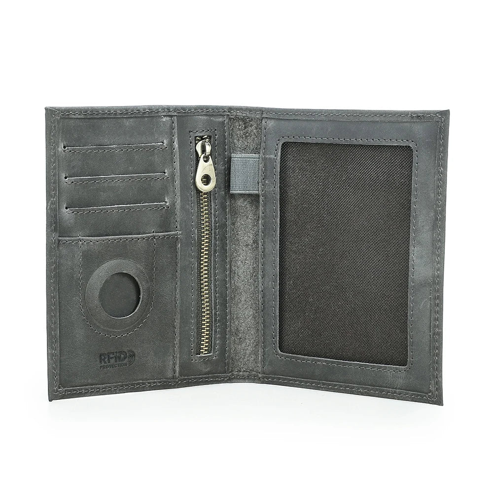 Genuine Cow Leather Passport Holder Travel Wallet with Airtag Case Anti-lost Pocket Pen Card Holder RFID Blocking Passport Cover Trax4u