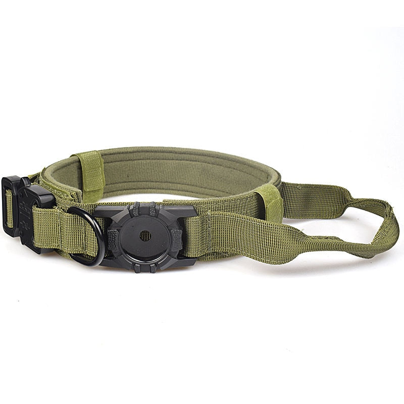 Green Tactical AirTag Dog Collar with Adjustable Strap